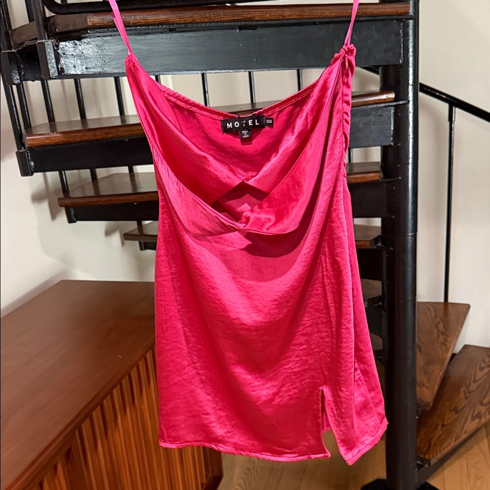Motel Rocks Fuchsia Satin Top